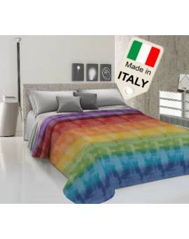 Copriletto Estivo Primaverile Degrade Arcobaleno Moda Made Italy In Co