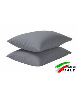 Coppia Federe Guanciale Federe Standard Made In Italy Puro Cotone Grig
