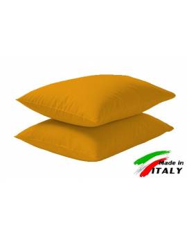 Coppia Federe Guanciale Federe Standard Made In Italy Puro Cotone Ocra