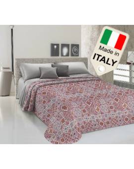 Copriletto estivo made in Italy con disegni vintage effetto piastrelle cotone