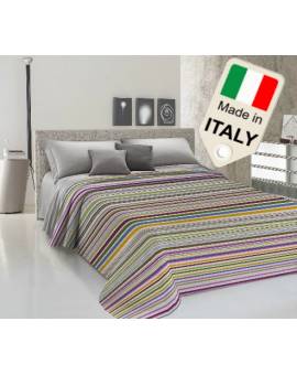 Copriletto disegno tipo rigato estivo primaverile moda made Italy in cotone