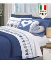 Completo lenzuola letto Made in Italy in cotone al 100% con cuori moda affare