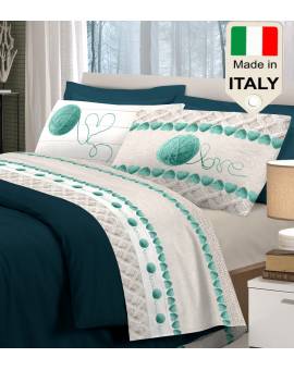 Lenzuola prodotto in Italia con stampa gomitolo lana manifattura italiana