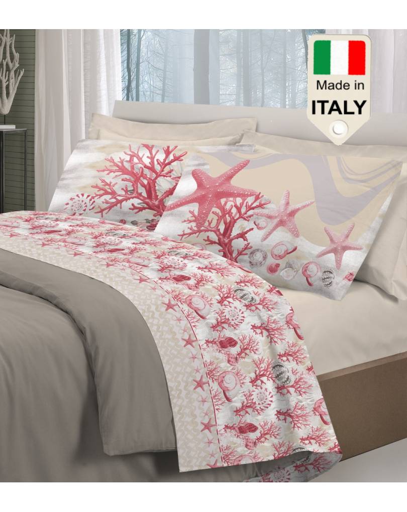 Completo lenzuola letto Made in Italy stampati in PURO cotone al 100%