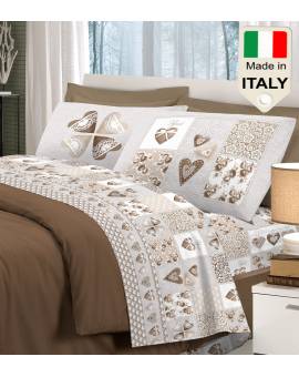 Completo lenzuola amore cuori cuoricini love stampato prodotto italiano