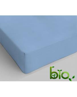 Lenzuolo Angoli elastici BIO Biologico Naturale tinta unita azzurro made Italy