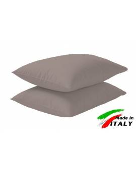 Coppia Federe Guanciale Federe Maxi Puro Cotone Made in Italy TORTORA