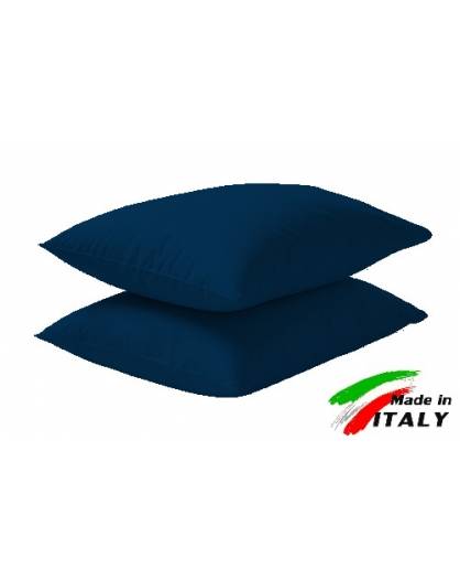 Coppia Federe Guanciale Federe Standard Made in Italy Puro Cotone BLU