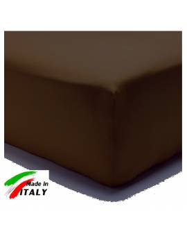 Lenzuolo Angolo con Elastici Una Piazza e Mezza Made in Italy Percalle di Cotone MORO