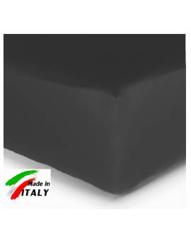 Lenzuolo Angolo con Elastici Una Piazza e Mezza Made in Italy Percalle di Cotone NERO
