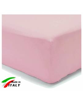 Lenzuolo Angolo con Elastici Una Piazza e Mezza Made in Italy Percalle di Cotone ROSA