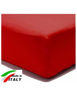 Lenzuolo Angolo con Elastici Una Piazza e Mezza Made in Italy Percalle di Cotone ROSSO